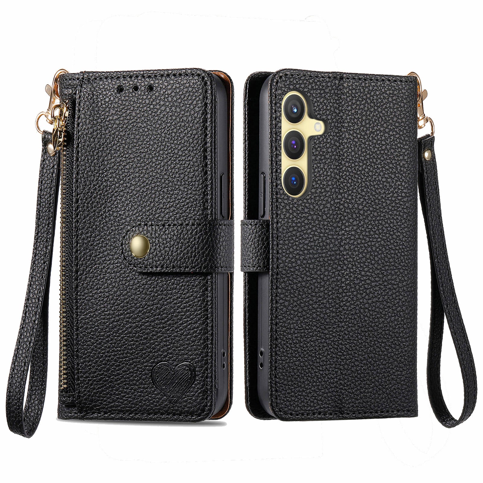 For Samsung Galaxy S24 Wallet Case RFID Blocking Leather Phone Cover - Black