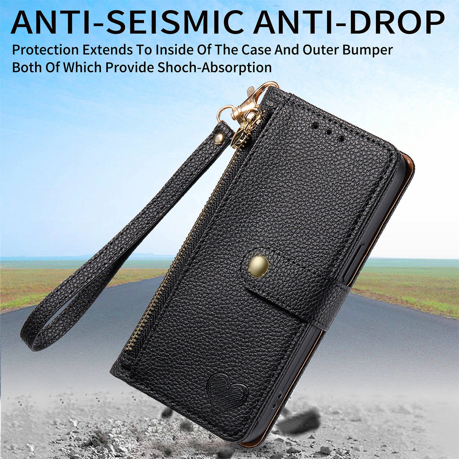 For Samsung Galaxy S24 Wallet Case RFID Blocking Leather Phone Cover - Black