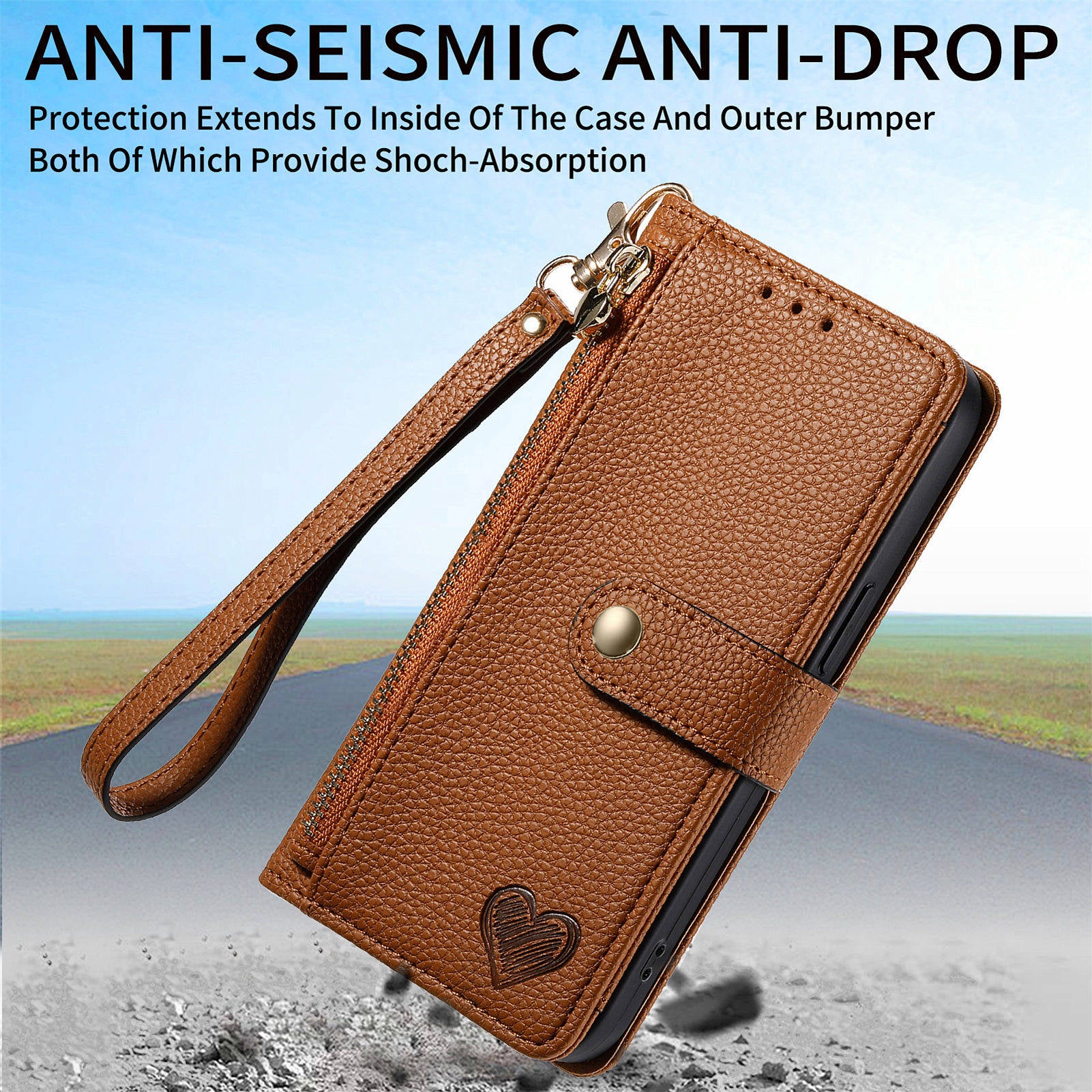 For Samsung Galaxy S24 Wallet Case RFID Blocking Leather Phone Cover - Brown