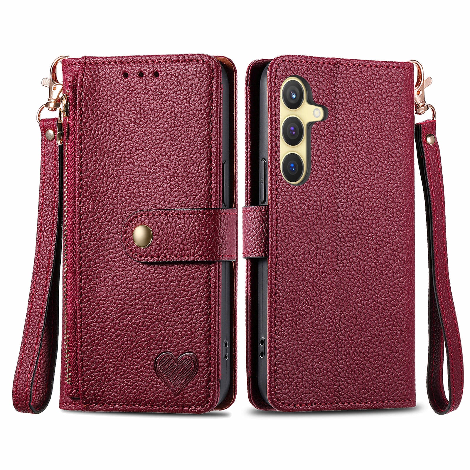 For Samsung Galaxy S24 Wallet Case RFID Blocking Leather Phone Cover - Red