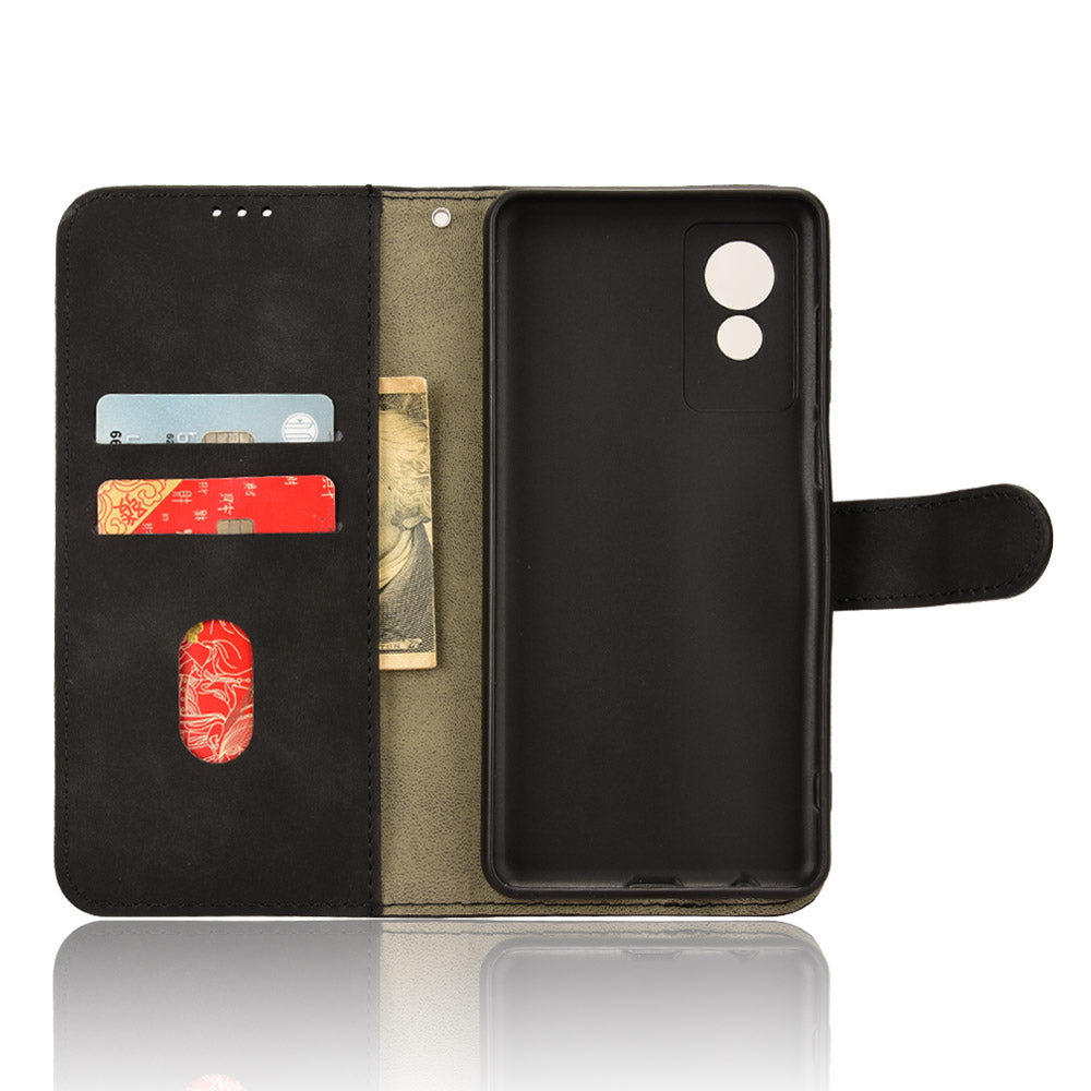 For TCL 501 Leather Case Wallet Skin-touch Phone Cover Mobile Accessories Wholesale - Black
