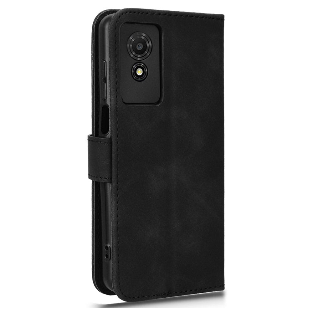 For TCL 501 Leather Case Wallet Skin-touch Phone Cover Mobile Accessories Wholesale - Black