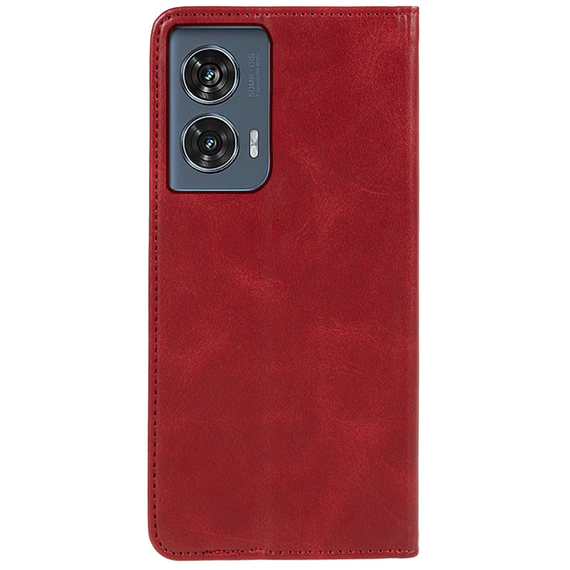 For Motorola Edge 50 Fusion Case Wallet Leather Phone Cover Magnetic Auto Closing - Red