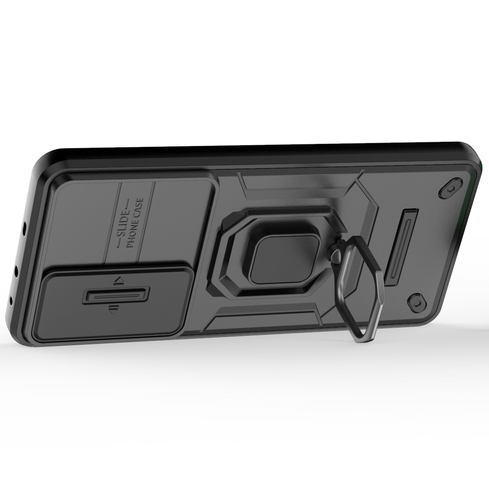 For OnePlus Nord CE4 5G Camera Protection Kickstand Case Rugged PC+TPU Phone Cover - Black