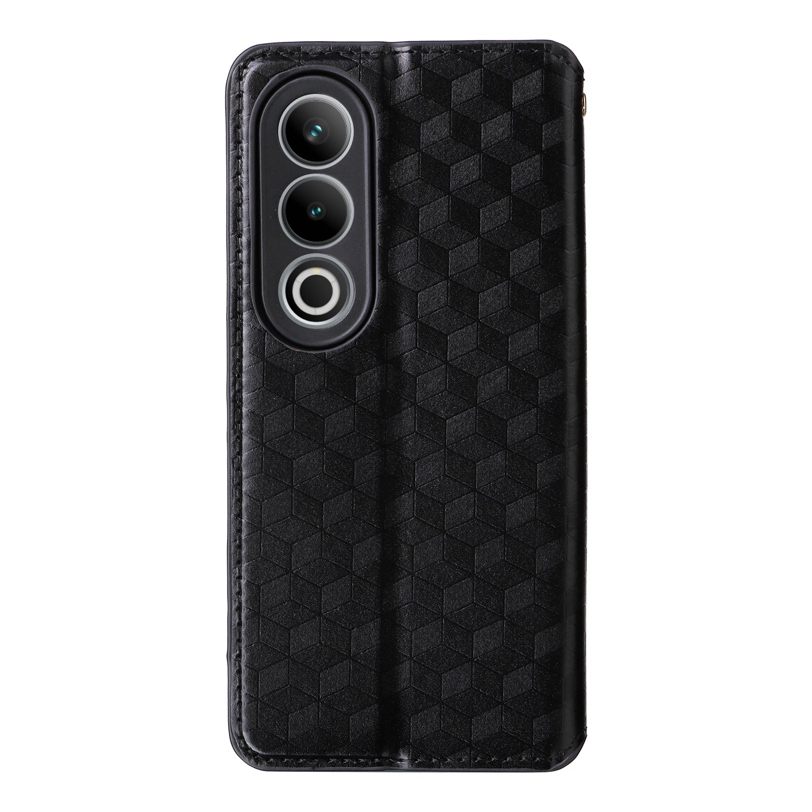 For OnePlus Nord CE4 5G Wallet Case Rhombus Imprinted PU Leather Phone Cover - Black