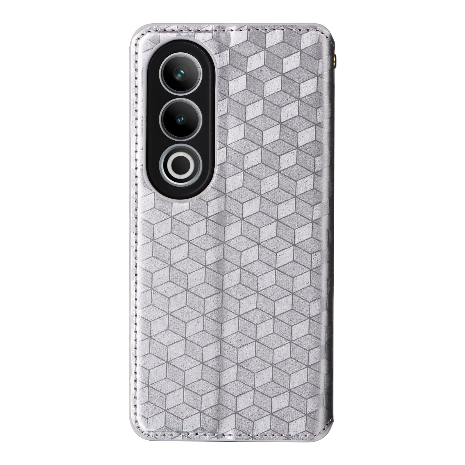 For OnePlus Nord CE4 5G Wallet Case Rhombus Imprinted PU Leather Phone Cover - Silver