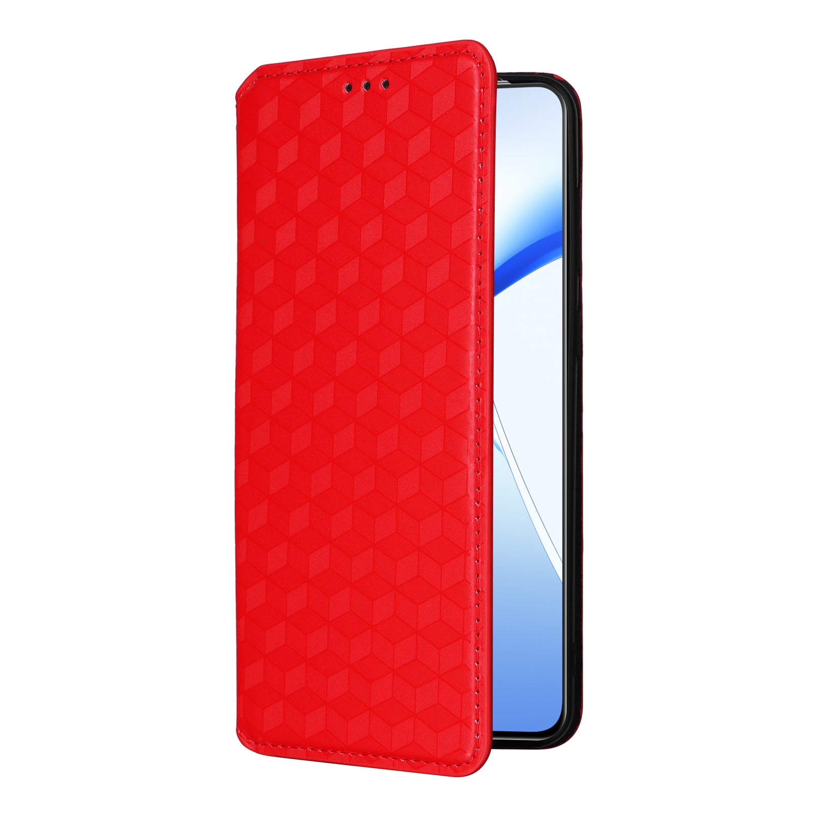 For OnePlus Nord CE4 5G Wallet Case Rhombus Imprinted PU Leather Phone Cover - Red