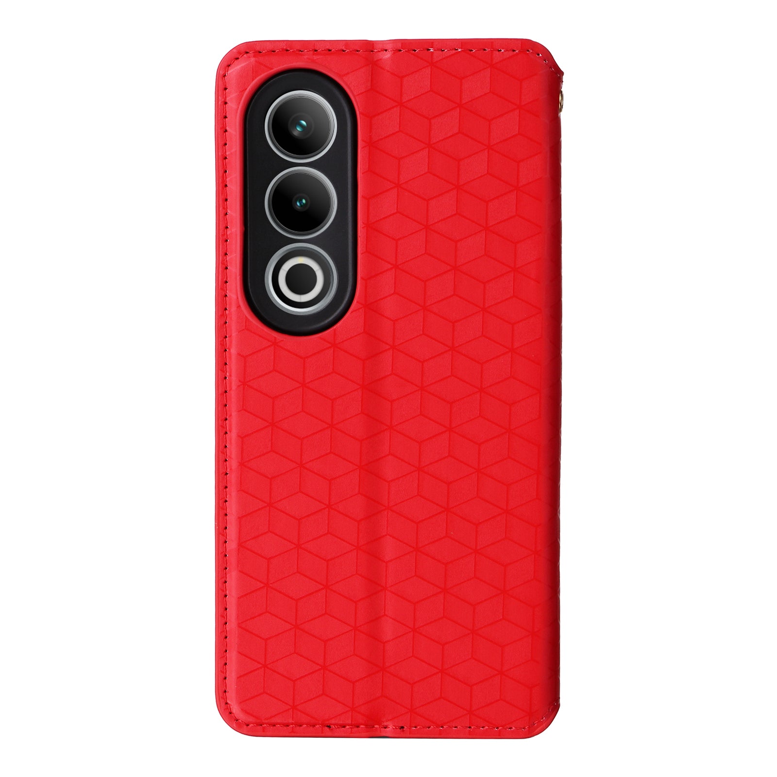 For OnePlus Nord CE4 5G Wallet Case Rhombus Imprinted PU Leather Phone Cover - Red