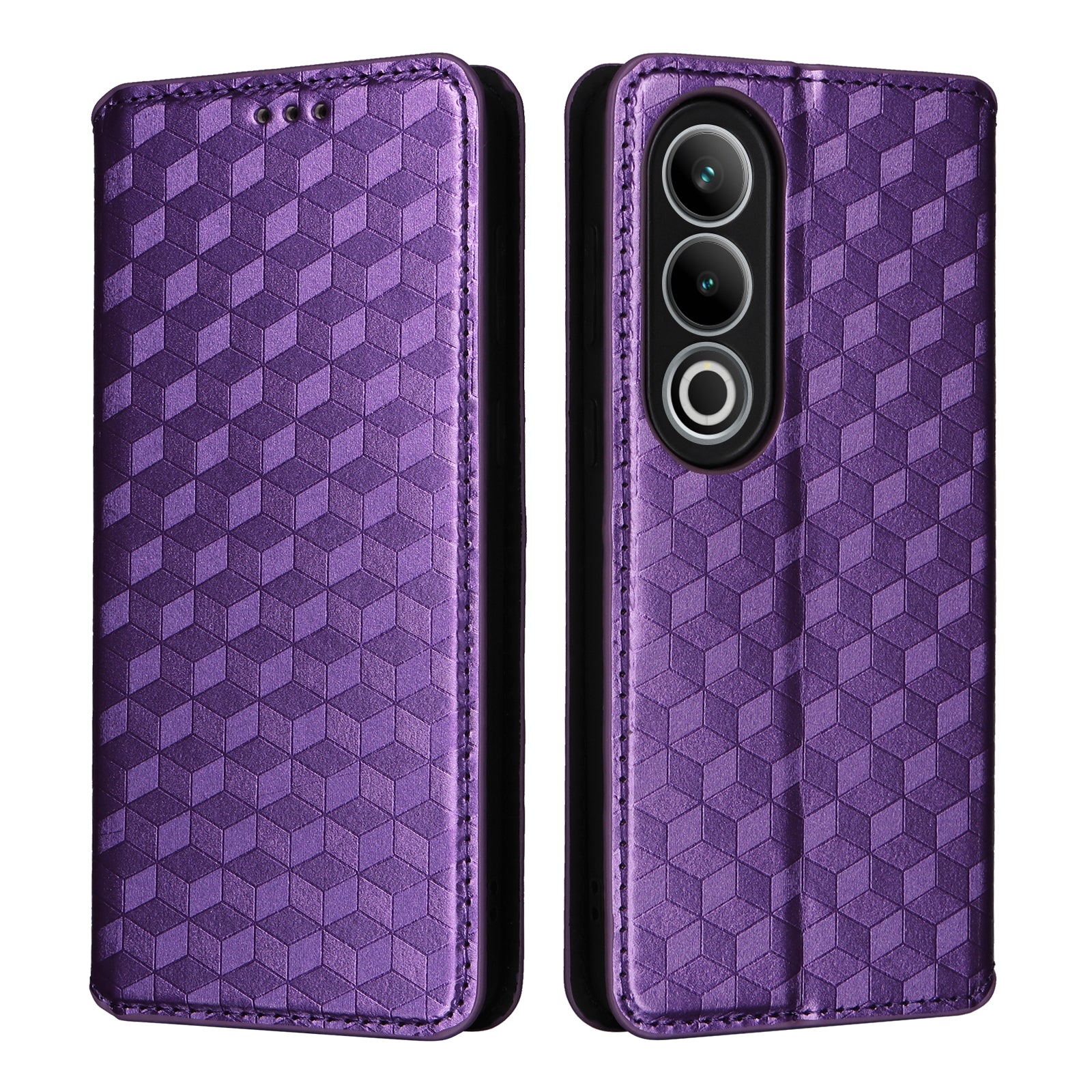 For OnePlus Nord CE4 5G Wallet Case Rhombus Imprinted PU Leather Phone Cover - Purple