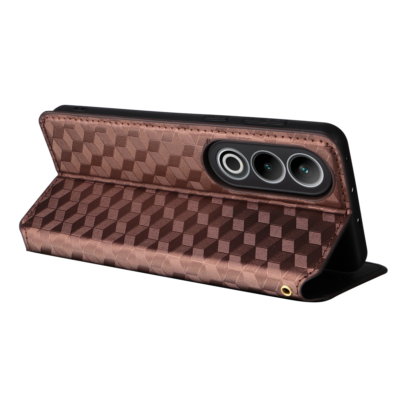 For OnePlus Nord CE4 5G Wallet Case Rhombus Imprinted PU Leather Phone Cover - Brown