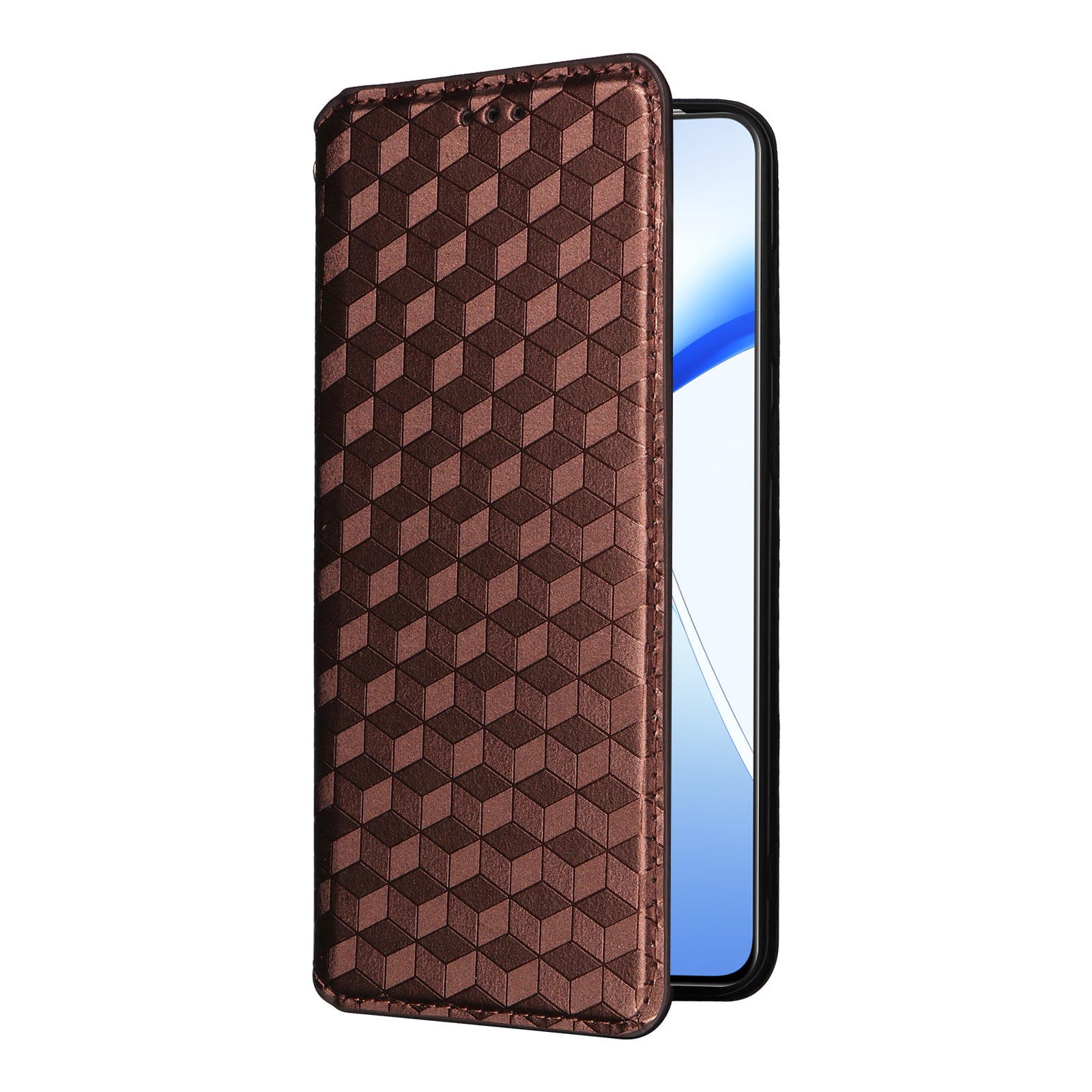 For OnePlus Nord CE4 5G Wallet Case Rhombus Imprinted PU Leather Phone Cover - Brown