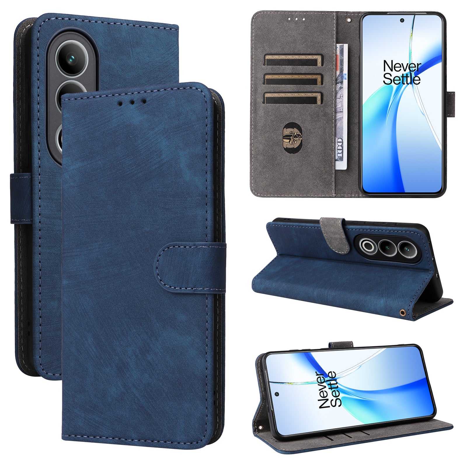 For OnePlus Nord CE4 5G Leather Phone Case with RFID Blocking Wallet  - Blue