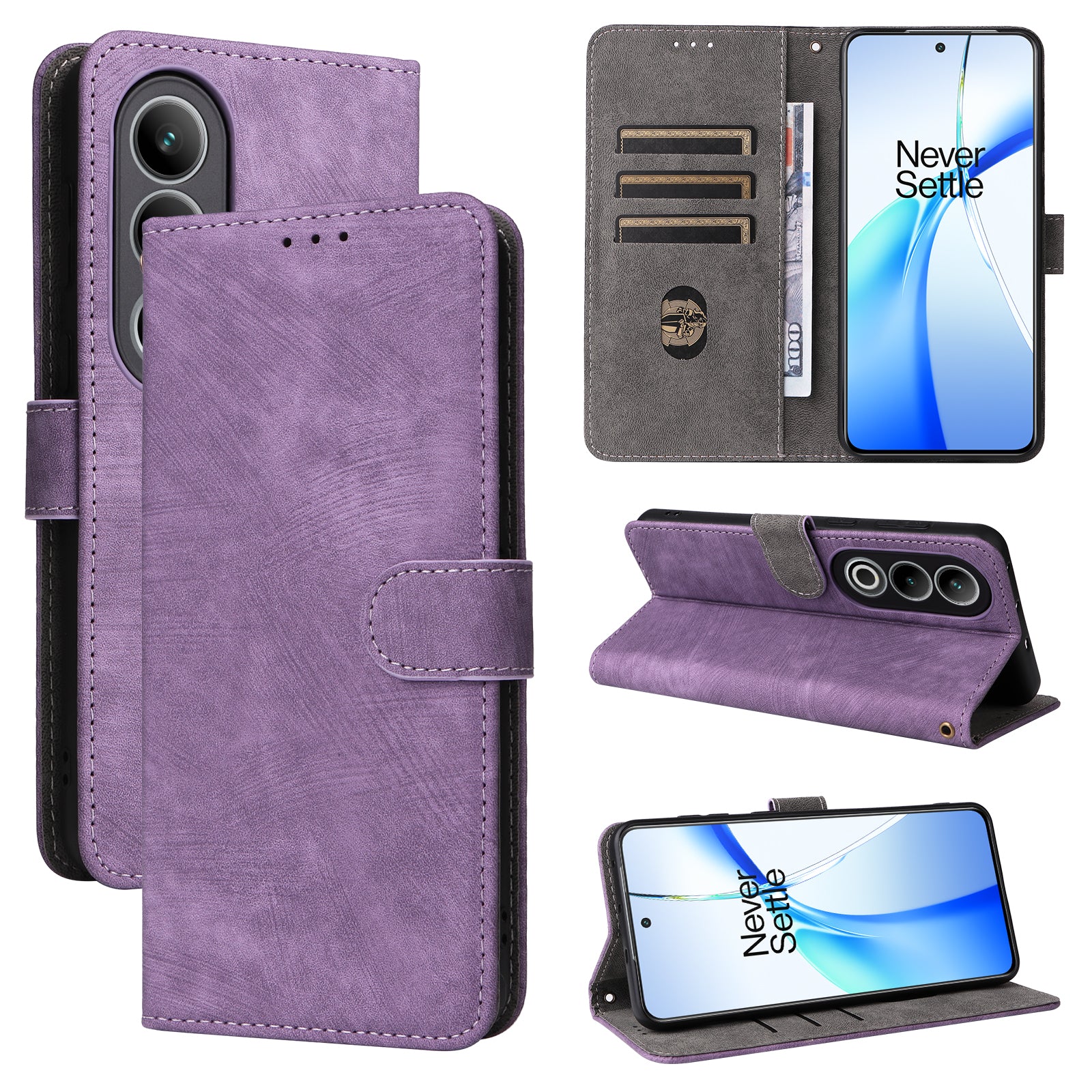 For OnePlus Nord CE4 5G Leather Phone Case with RFID Blocking Wallet  - Purple