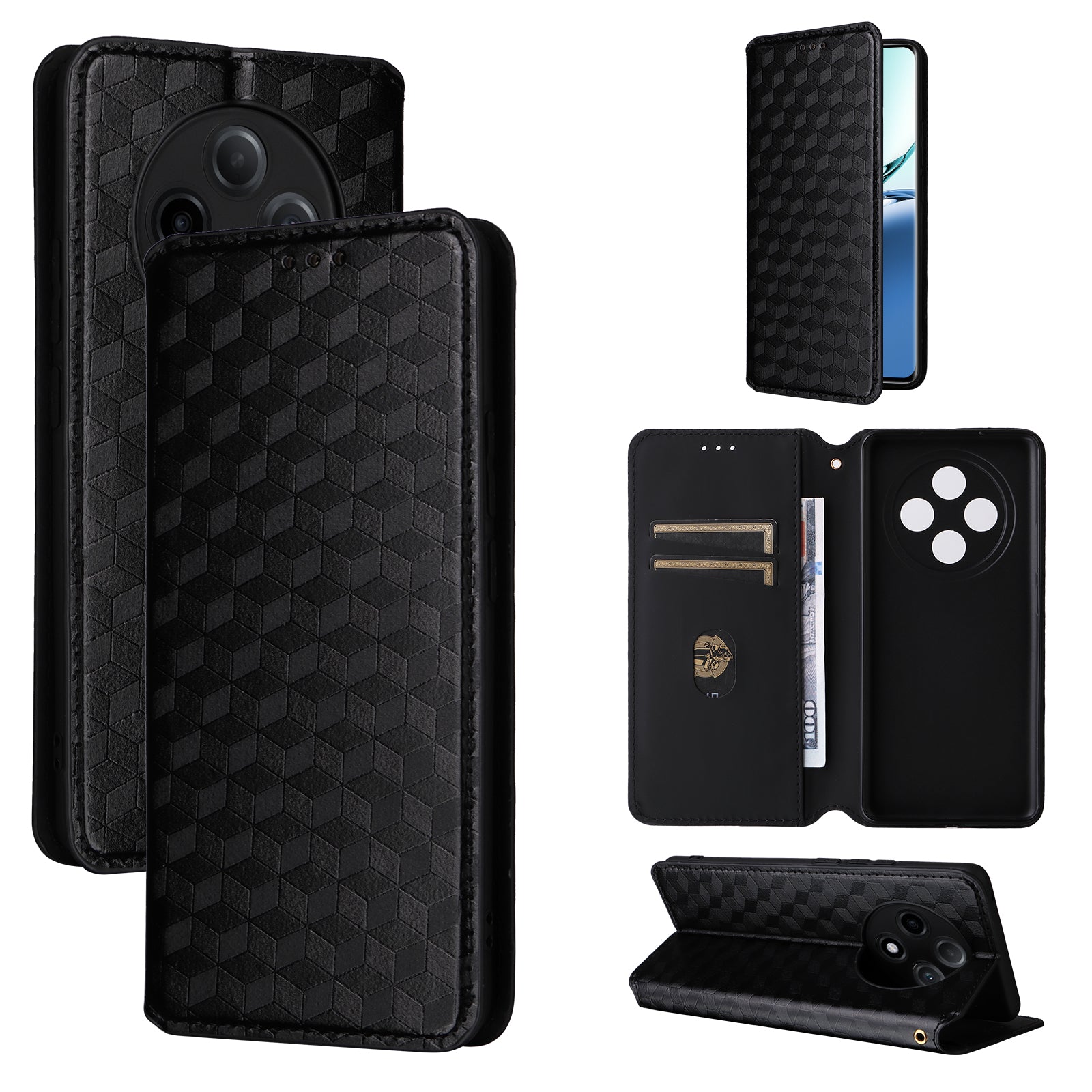 For Oppo F27 Pro 5G / Oppo F27 Pro+ 5G / A3 Pro (China) 5G Leather Wallet Flip Cover Mobile Phone Case Wholesale - Black