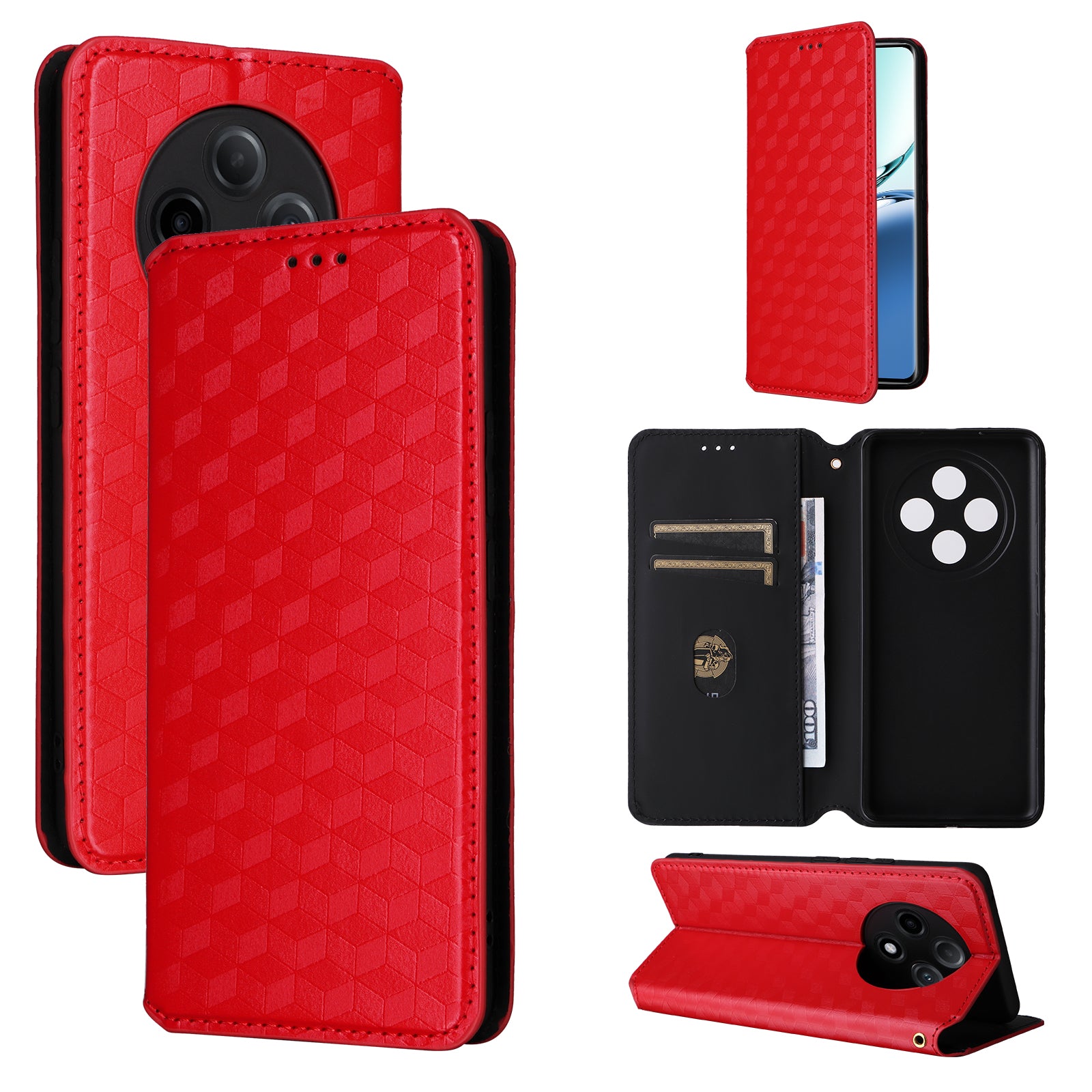 For Oppo F27 Pro 5G / Oppo F27 Pro+ 5G / A3 Pro (China) 5G Leather Wallet Flip Cover Mobile Phone Case Wholesale - Red