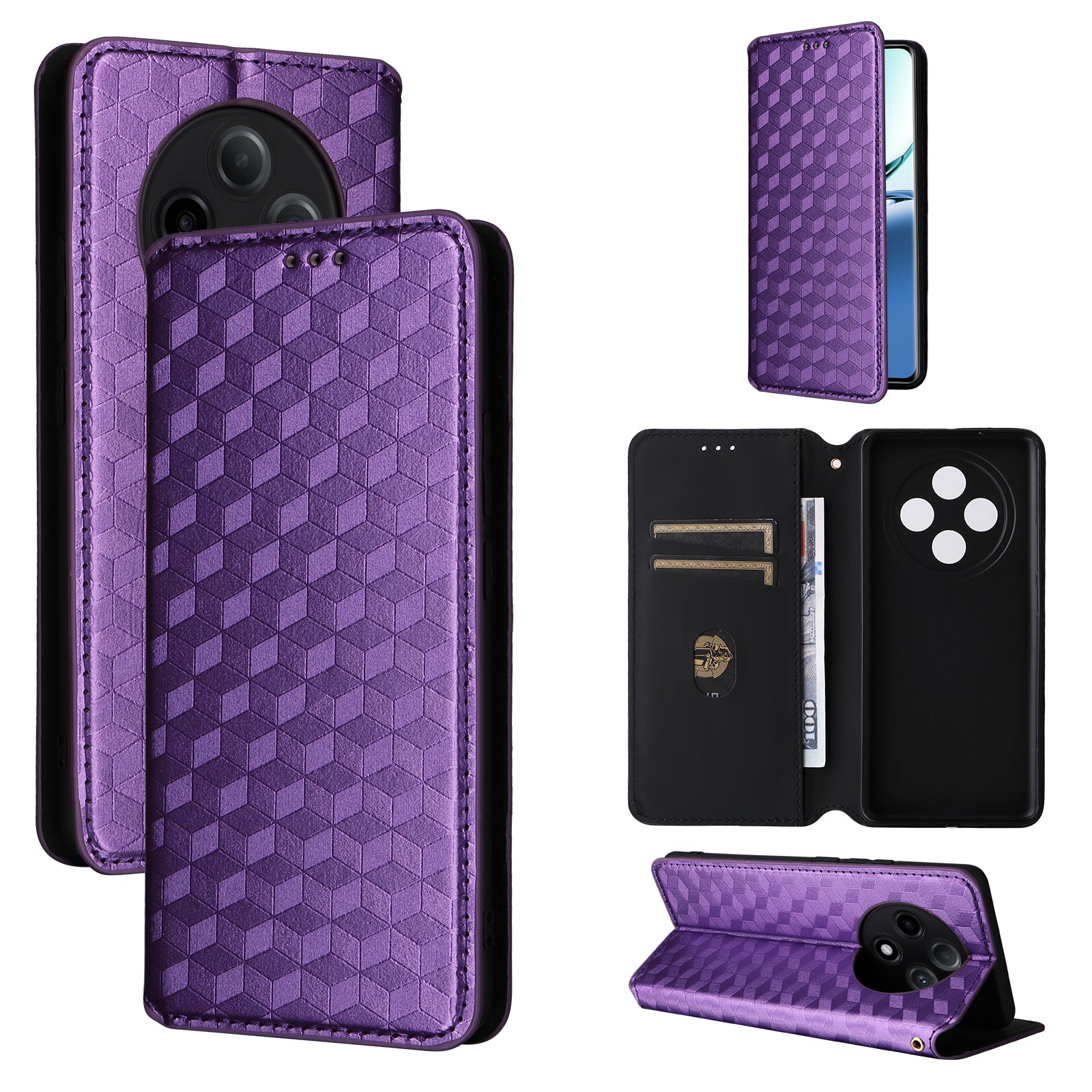 For Oppo F27 Pro 5G / Oppo F27 Pro+ 5G / A3 Pro (China) 5G Leather Wallet Flip Cover Mobile Phone Case Wholesale - Purple