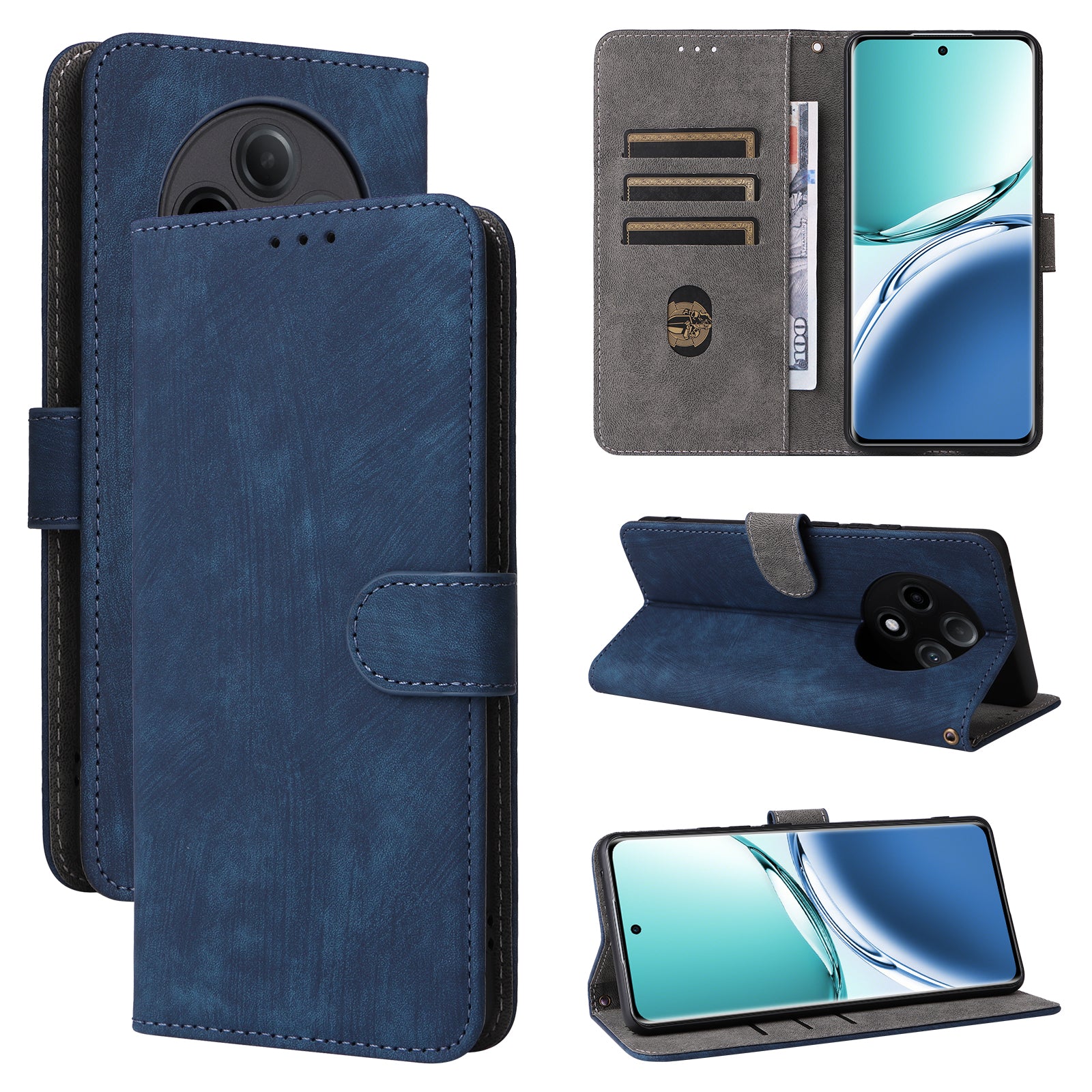 For Oppo F27 Pro 5G / Oppo F27 Pro+ 5G / A3 Pro (China) 5G Case RFID Blocking Wallet Cover Wholesale Cell Phone Accessories - Blue