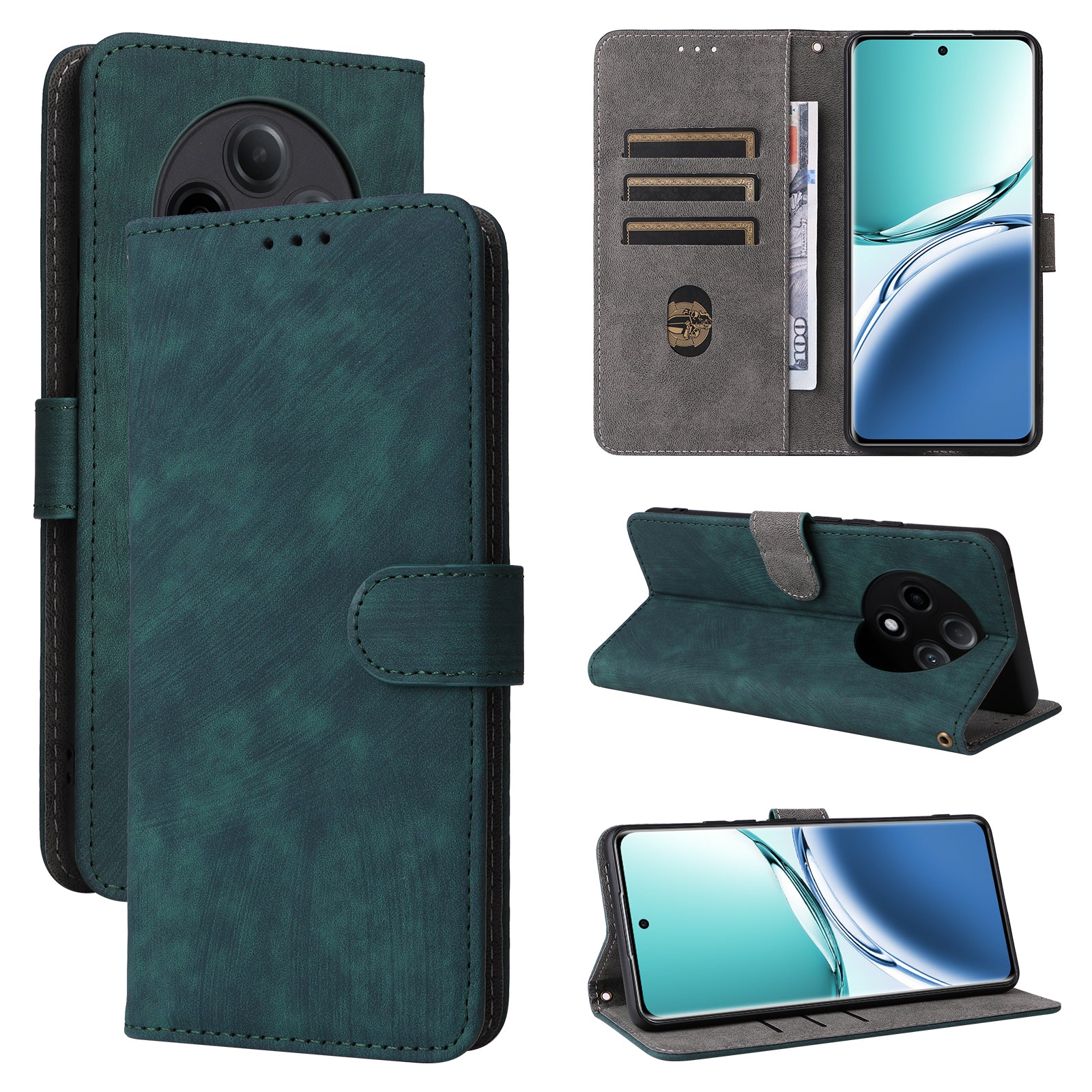 For Oppo F27 Pro 5G / Oppo F27 Pro+ 5G / A3 Pro (China) 5G Case RFID Blocking Wallet Cover Wholesale Cell Phone Accessories - Green