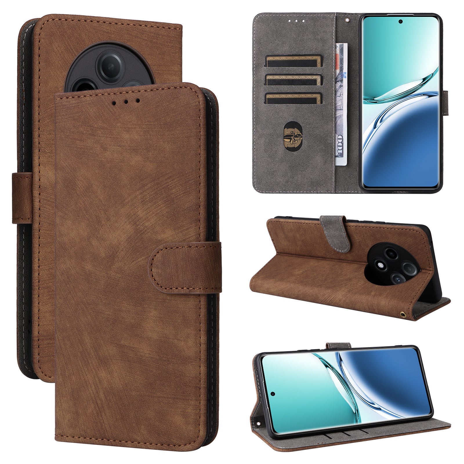 For Oppo F27 Pro 5G / Oppo F27 Pro+ 5G / A3 Pro (China) 5G Case RFID Blocking Wallet Cover Wholesale Cell Phone Accessories - Brown