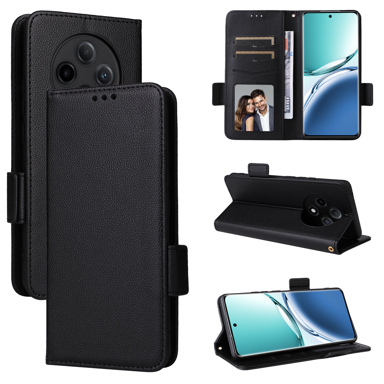 For Oppo F27 Pro 5G / Oppo F27 Pro+ 5G / A3 Pro (China) 5G Case Leather Phone Cover Mobile Accessories Wholesale Supplier - Black