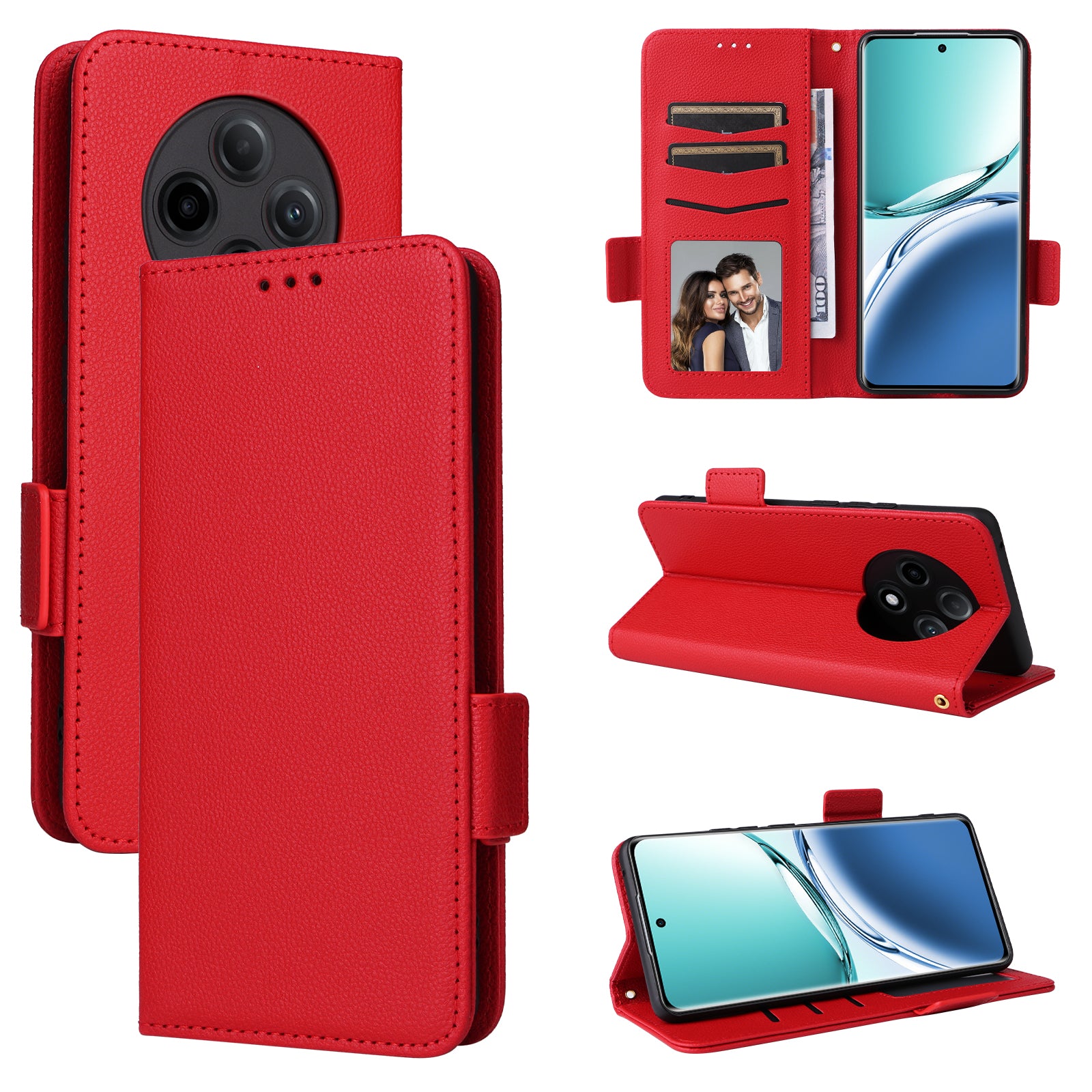 For Oppo F27 Pro 5G / Oppo F27 Pro+ 5G / A3 Pro (China) 5G Case Leather Phone Cover Mobile Accessories Wholesale Supplier - Red