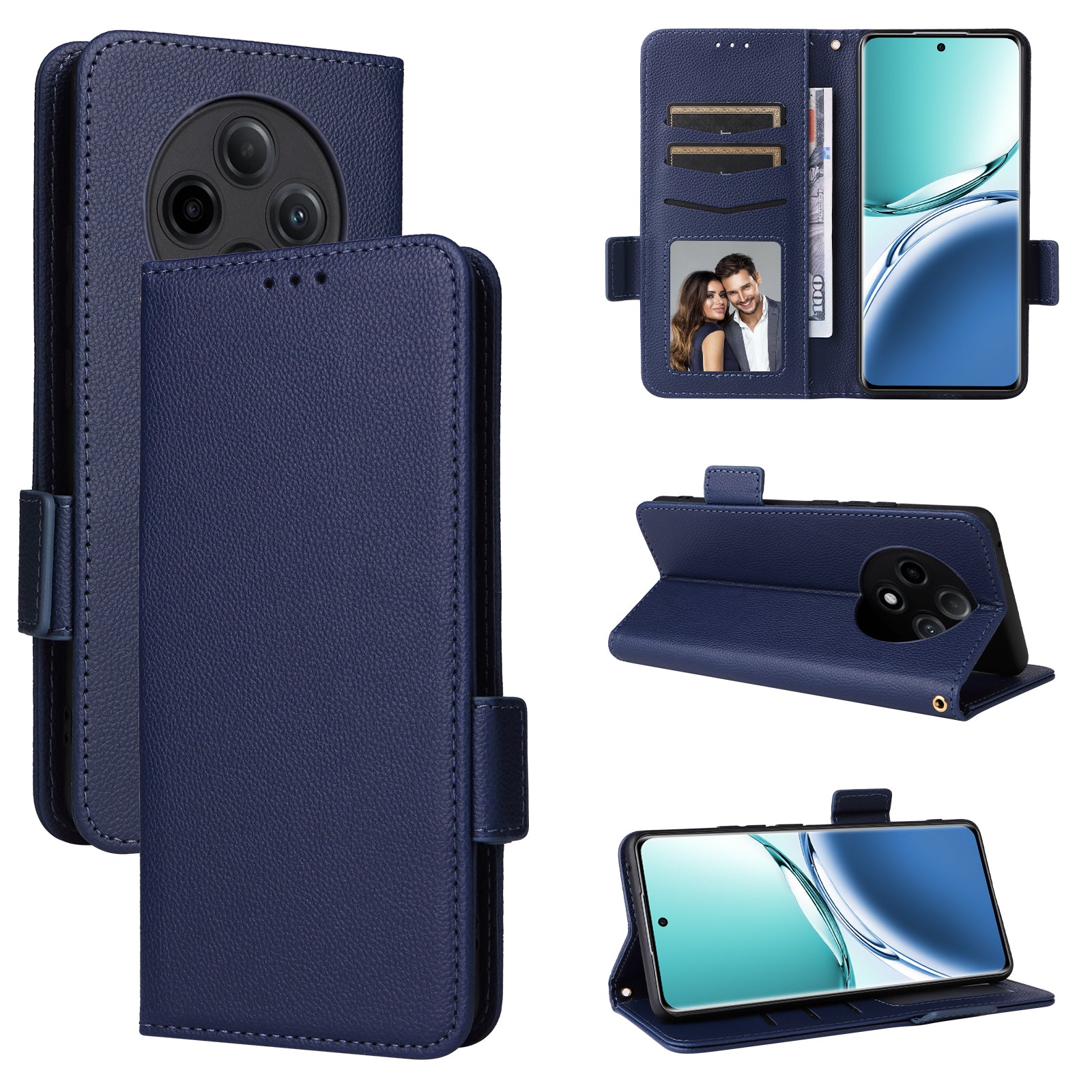 For Oppo F27 Pro 5G / Oppo F27 Pro+ 5G / A3 Pro (China) 5G Case Leather Phone Cover Mobile Accessories Wholesale Supplier - Dark Blue