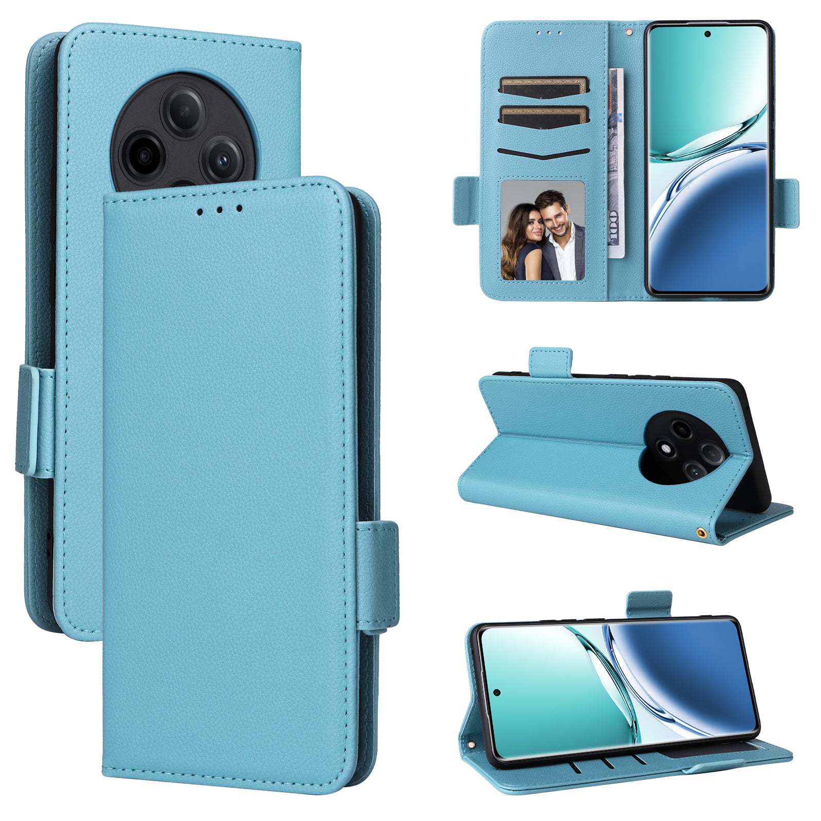 For Oppo F27 Pro 5G / Oppo F27 Pro+ 5G / A3 Pro (China) 5G Case Leather Phone Cover Mobile Accessories Wholesale Supplier - Baby Blue