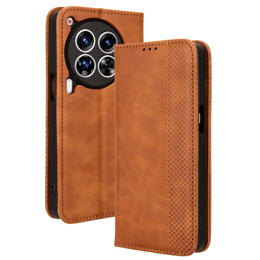 For Transsion Tecno Camon 30 Premier 5G Case Retro Leather Wallet Cover Mobile Accessories Wholesale - Brown