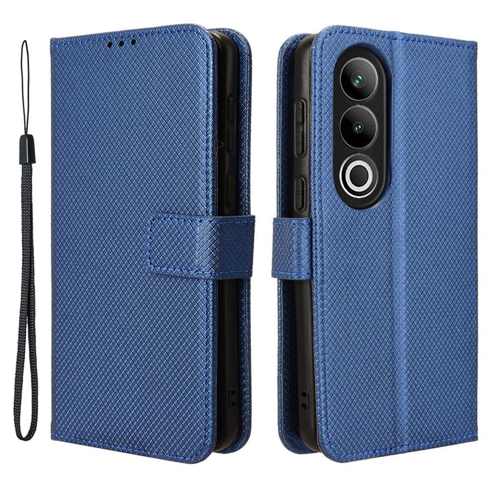 For OnePlus Nord CE4 5G Wallet Case Diamond Texture PU Leather Mobile Phone Cover - Blue