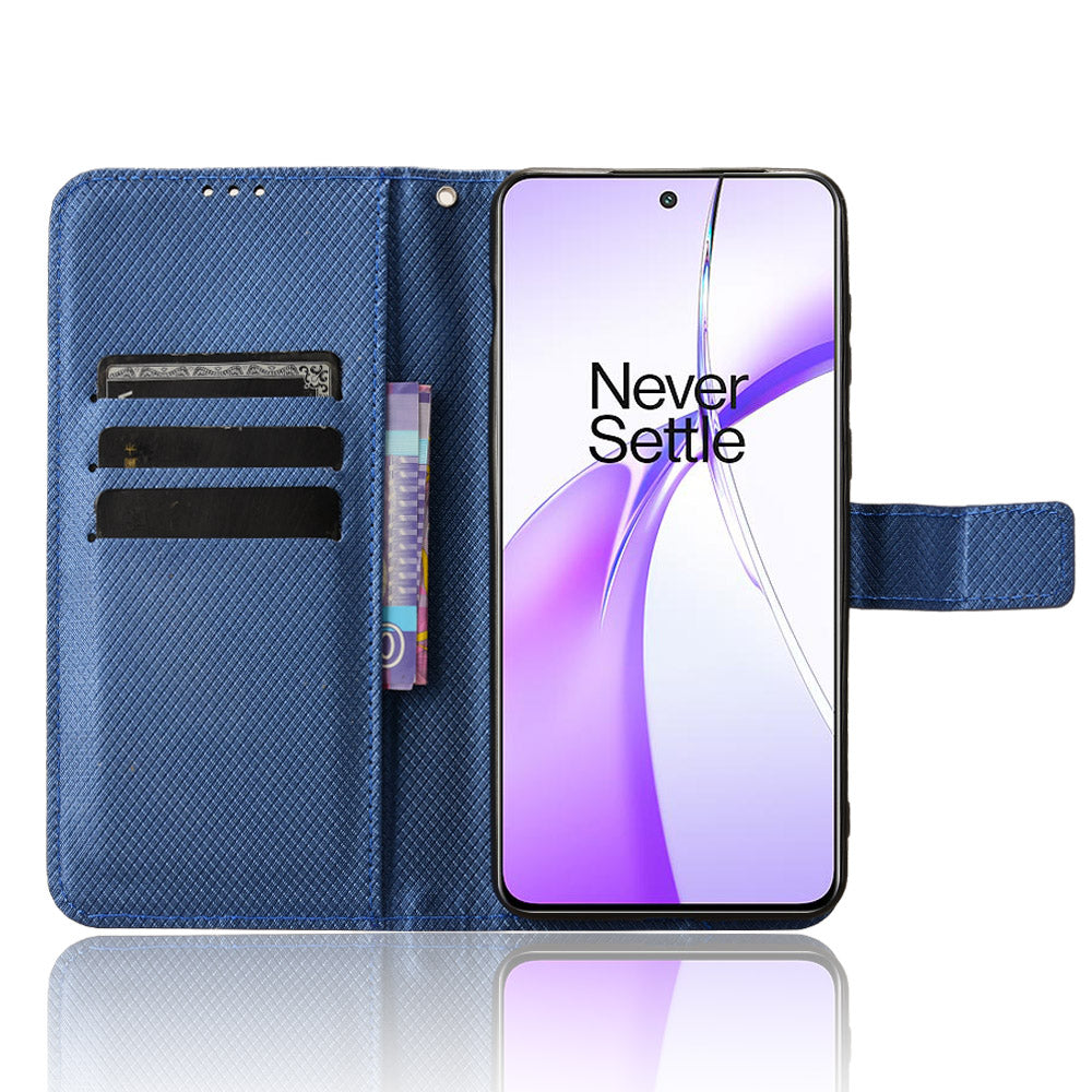 For OnePlus Nord CE4 5G Wallet Case Diamond Texture PU Leather Mobile Phone Cover - Blue