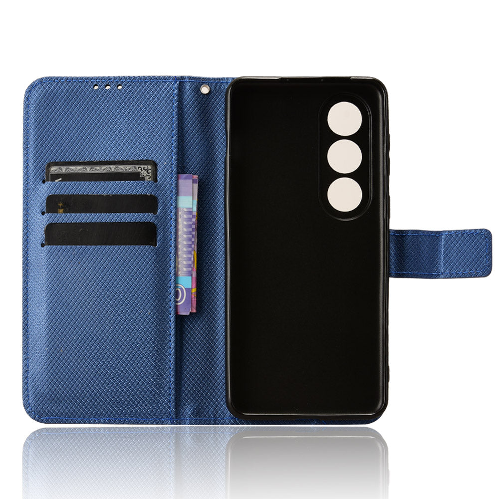 For OnePlus Nord CE4 5G Wallet Case Diamond Texture PU Leather Mobile Phone Cover - Blue