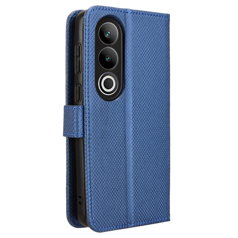 For OnePlus Nord CE4 5G Wallet Case Diamond Texture PU Leather Mobile Phone Cover - Blue