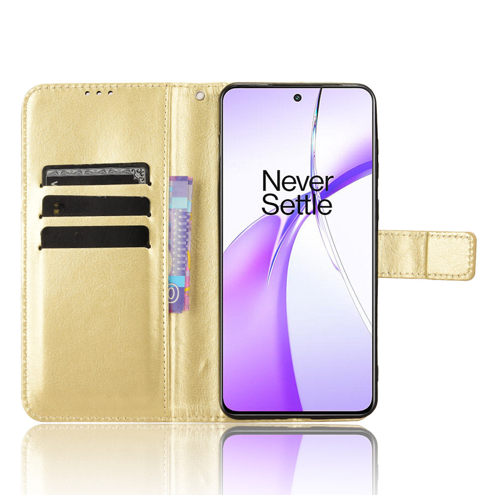 For OnePlus Nord CE4 5G Magnetic Phone Case Folio Stand Crazy Horse Texture Cover - Gold