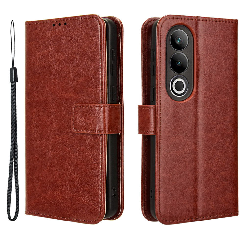 For OnePlus Nord CE4 5G Magnetic Phone Case Folio Stand Crazy Horse Texture Cover - Brown