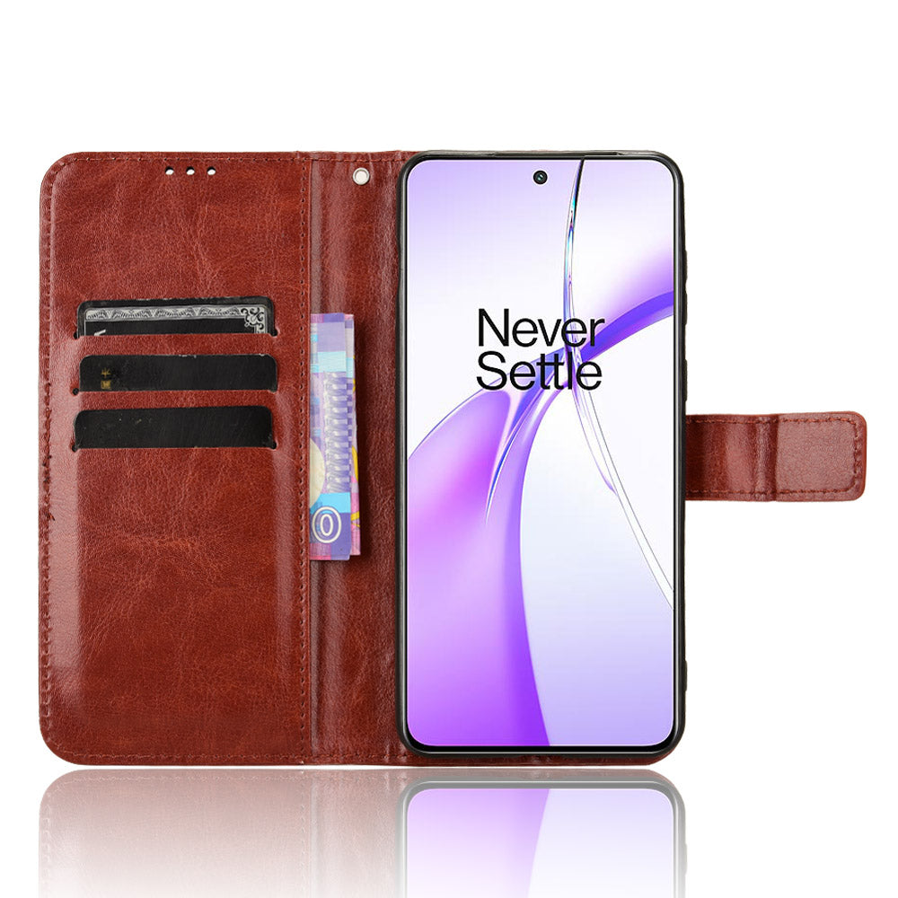 For OnePlus Nord CE4 5G Magnetic Phone Case Folio Stand Crazy Horse Texture Cover - Brown