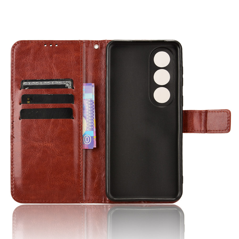 For OnePlus Nord CE4 5G Magnetic Phone Case Folio Stand Crazy Horse Texture Cover - Brown