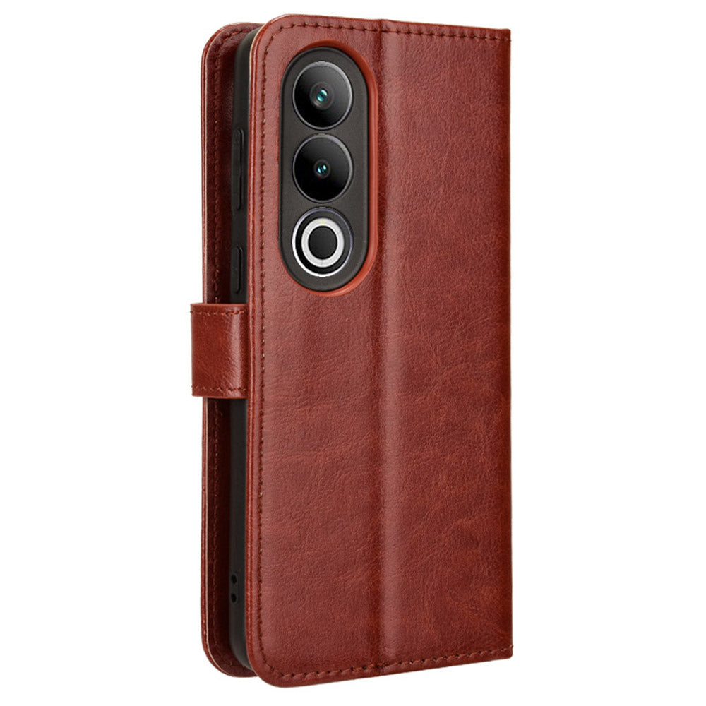 For OnePlus Nord CE4 5G Magnetic Phone Case Folio Stand Crazy Horse Texture Cover - Brown