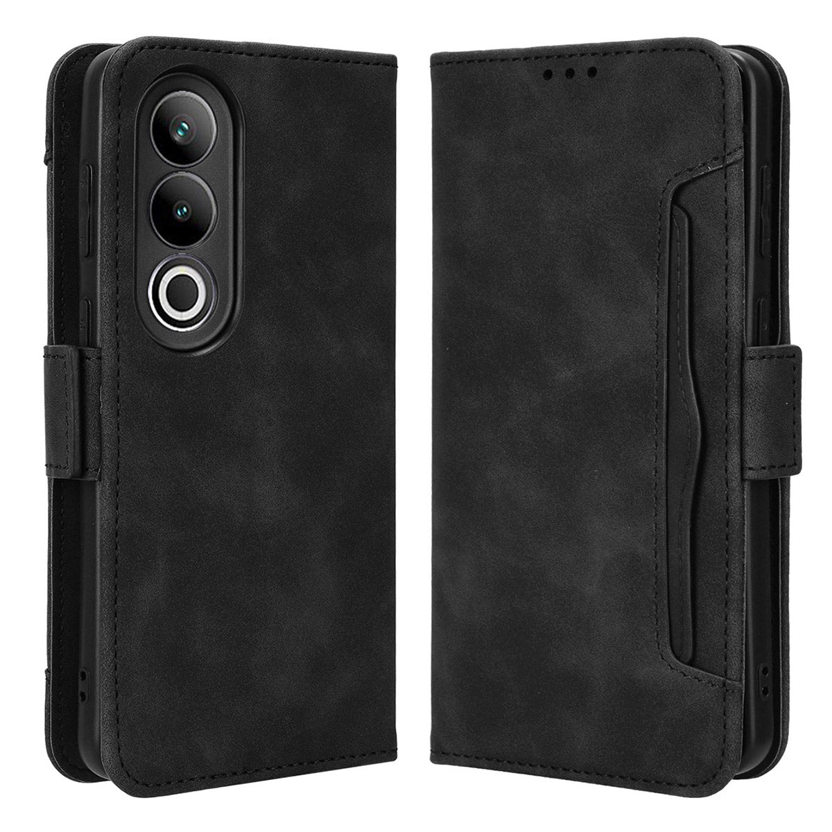 For OnePlus Nord CE4 5G Wallet Case Multiple Card Slots Leather Phone Cover - Black