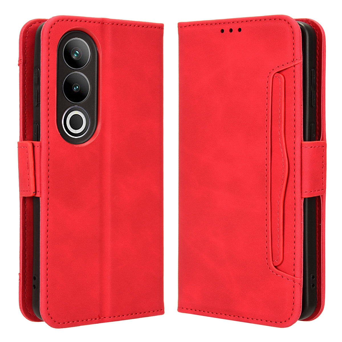 For OnePlus Nord CE4 5G Wallet Case Multiple Card Slots Leather Phone Cover - Red