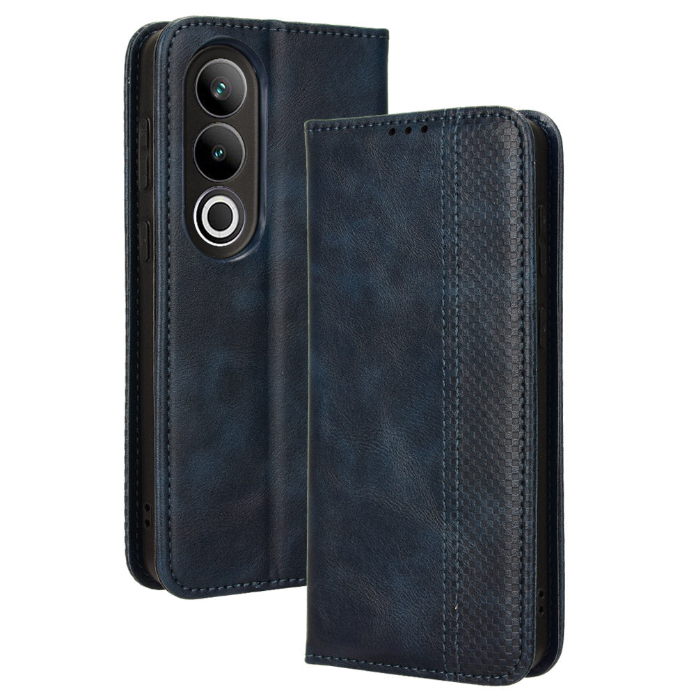 For OnePlus Nord CE4 5G Wallet Case Magnetic Closing Retro Leather Phone Cover - Blue