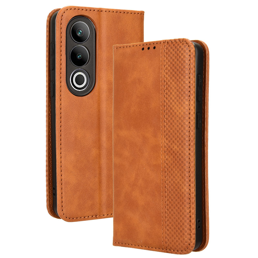 For OnePlus Nord CE4 5G Wallet Case Magnetic Closing Retro Leather Phone Cover - Brown