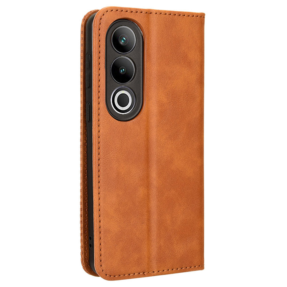 For OnePlus Nord CE4 5G Wallet Case Magnetic Closing Retro Leather Phone Cover - Brown