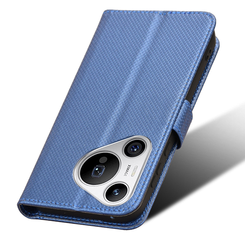 For Huawei Pura 70 Wholesale Phone Case Diamond Texture Leather Stand Wallet Cover - Blue
