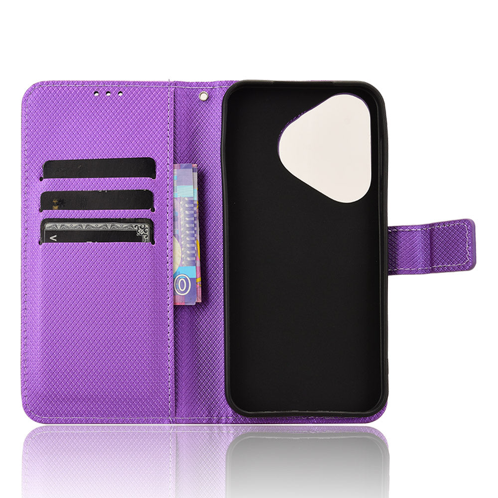 For Huawei Pura 70 Wholesale Phone Case Diamond Texture Leather Stand Wallet Cover - Purple