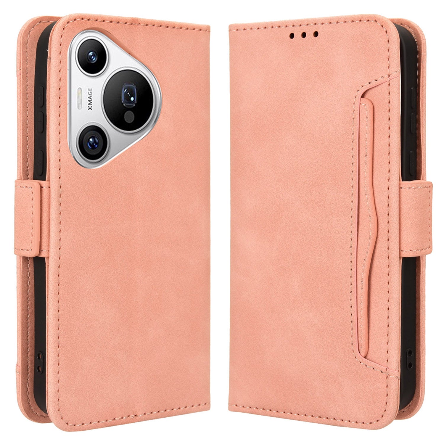For Huawei Pura 70 Leather Case Multiple Card Slots Mobile Phone Cover Wholesale - Pink