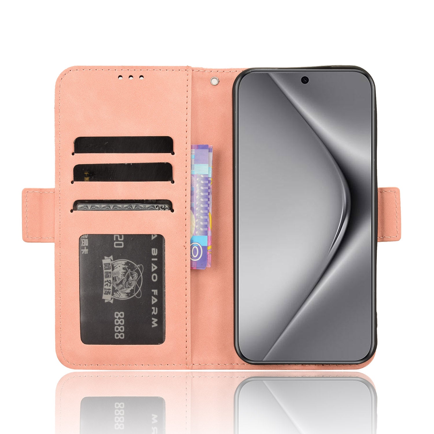 For Huawei Pura 70 Leather Case Multiple Card Slots Mobile Phone Cover Wholesale - Pink