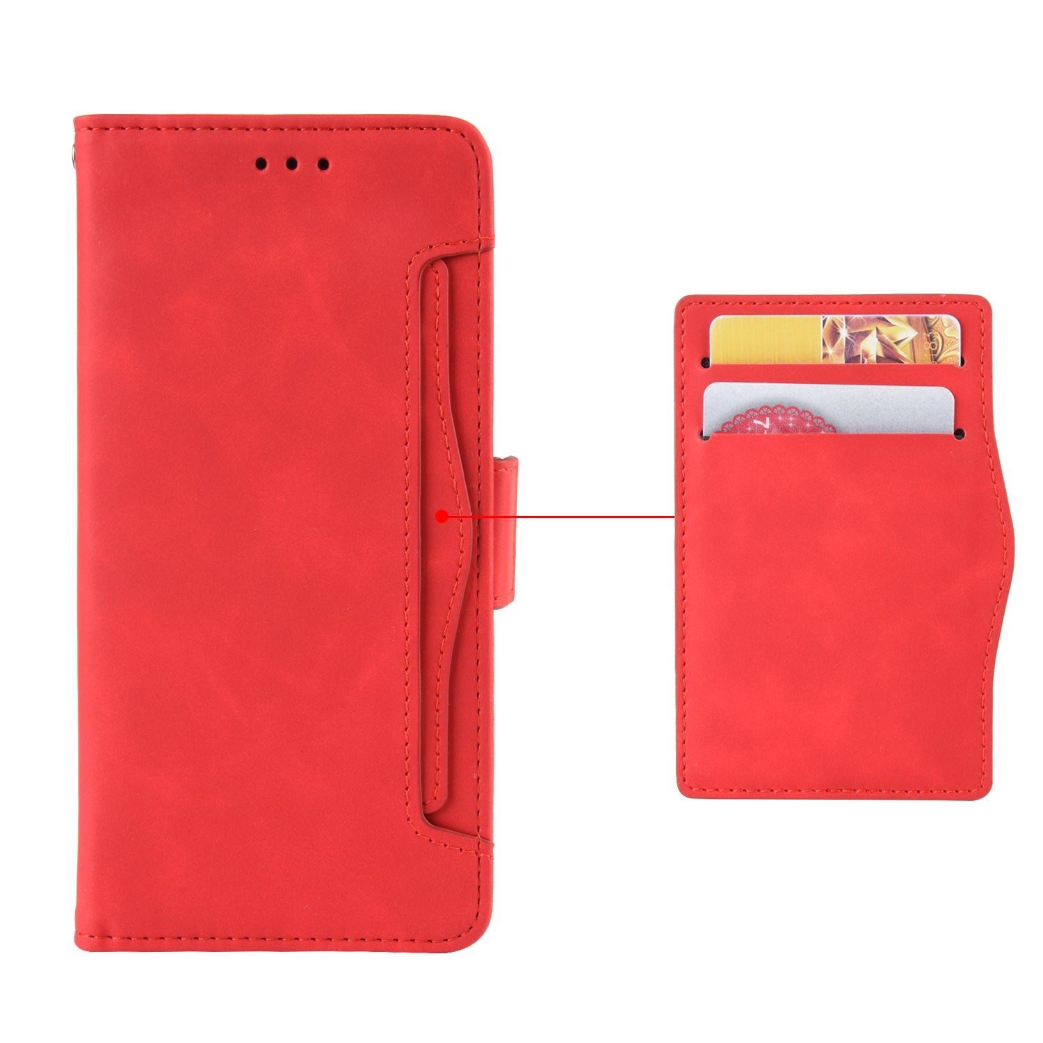 For Huawei Pura 70 Leather Case Multiple Card Slots Mobile Phone Cover Wholesale - Red