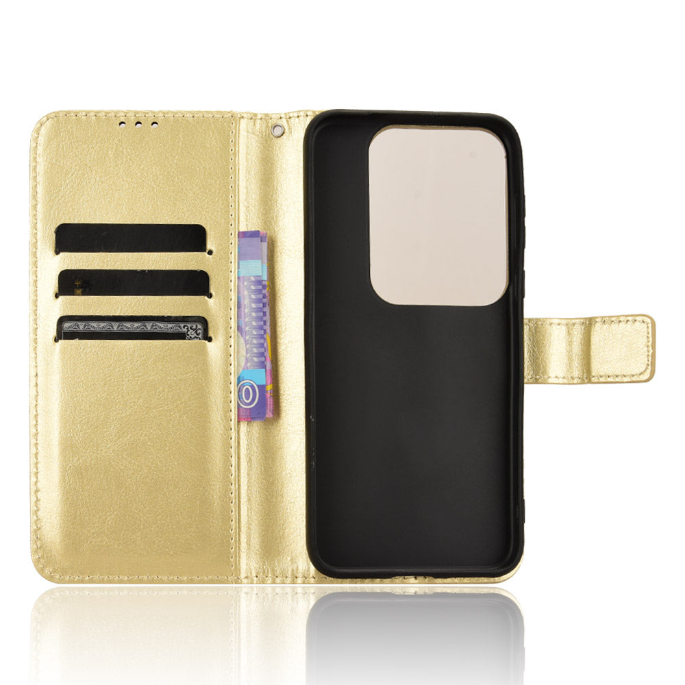 For Huawei Pura 70 Pro / 70 Pro+ / 70 Ultra Leather Case Crazy Horse Texture Wallet Phone Cover - Gold