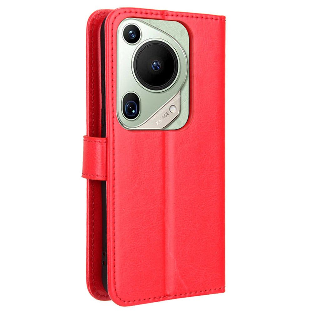 For Huawei Pura 70 Pro / 70 Pro+ / 70 Ultra Leather Case Crazy Horse Texture Wallet Phone Cover - Red