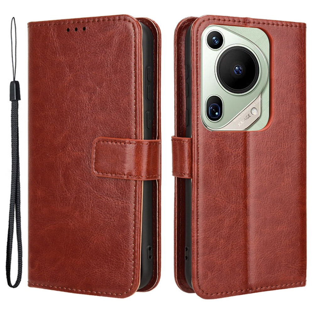 For Huawei Pura 70 Pro / 70 Pro+ / 70 Ultra Leather Case Crazy Horse Texture Wallet Phone Cover - Brown